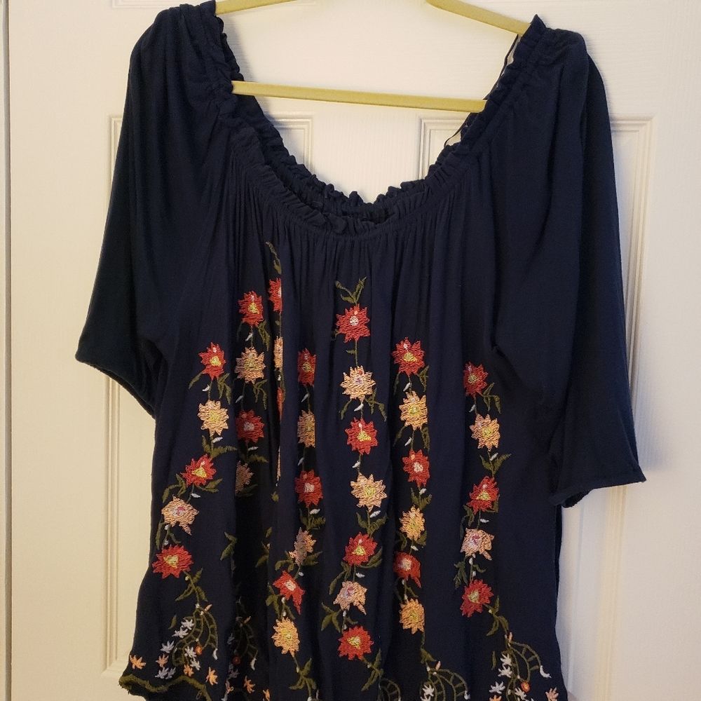 Lucky Brand Navy 3x Blouse